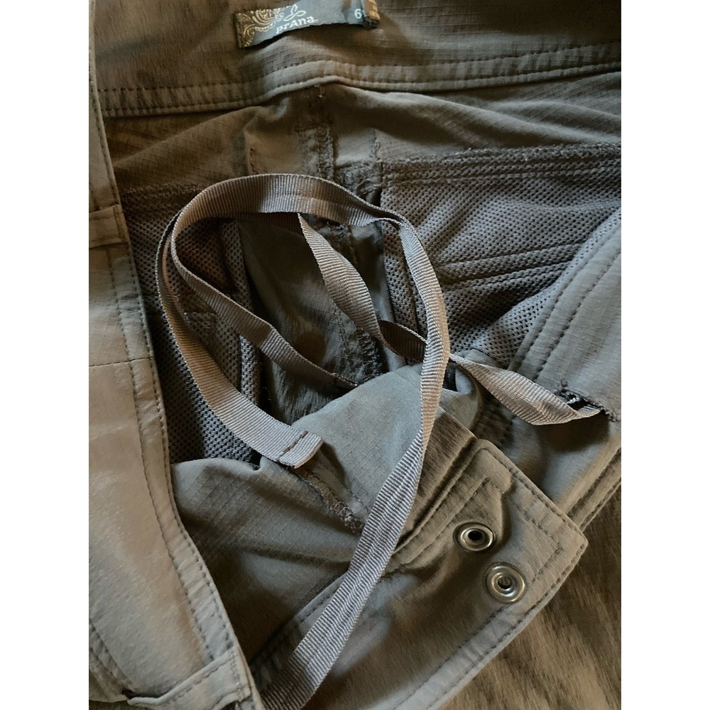 Prana Womens Nylon Stretch Hiking Pants Size 6 Gray Drawstring Outdoor Ripstop - Picture 3 of 15